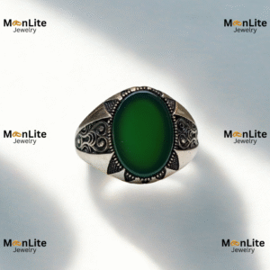 Men’s Vintage Green Stone Ring – 925 Sterling Silver Style Design | MoonLite Jewelry