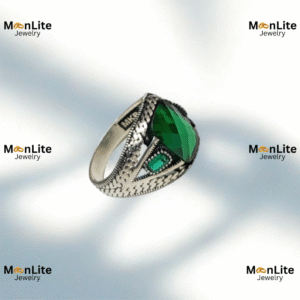 Men’s Vintage Green Stone Ring – 925 Sterling Silver Style Design | MoonLite Jewelry